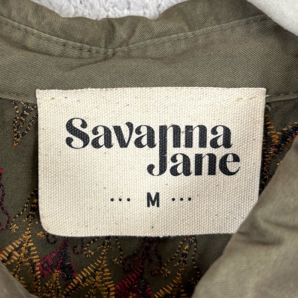 Savanna‎ Jane Jacket Womens Med Green Americana Star Embroidered Patchwork Shirt - Picture 8 of 10